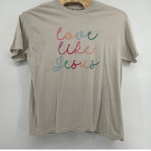 Comfort Colors Love Like Jesus Graphic T-Shirt Tan XL Heavyweight Cotton - Picture 2 of 7